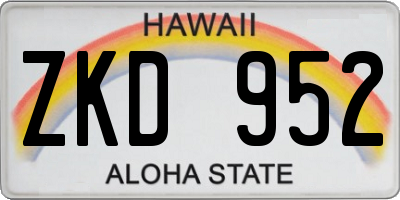 HI license plate ZKD952