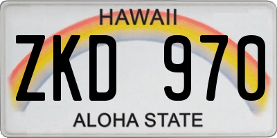 HI license plate ZKD970