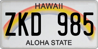 HI license plate ZKD985