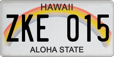 HI license plate ZKE015