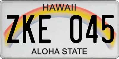 HI license plate ZKE045