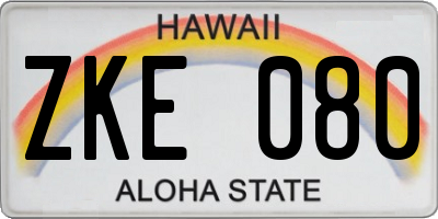 HI license plate ZKE080