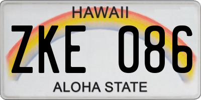 HI license plate ZKE086