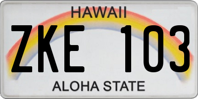 HI license plate ZKE103