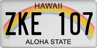 HI license plate ZKE107