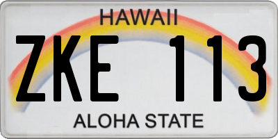HI license plate ZKE113