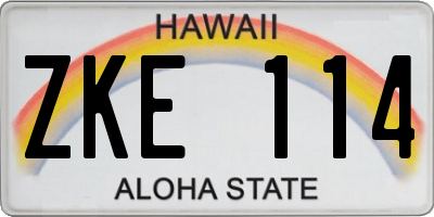 HI license plate ZKE114