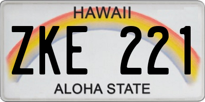 HI license plate ZKE221
