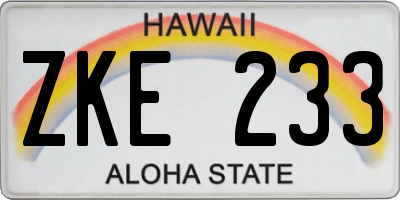 HI license plate ZKE233
