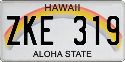 HI license plate ZKE319