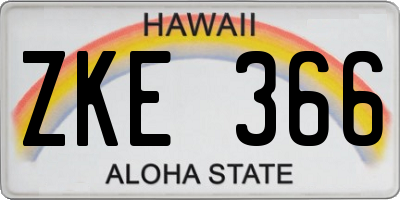 HI license plate ZKE366