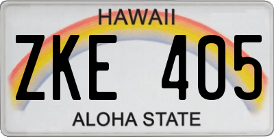 HI license plate ZKE405