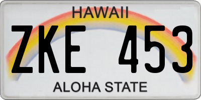 HI license plate ZKE453