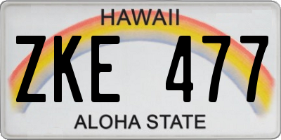 HI license plate ZKE477