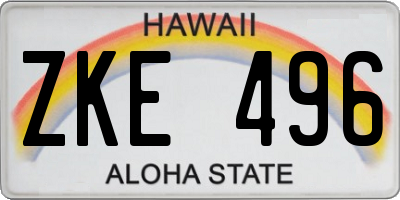 HI license plate ZKE496
