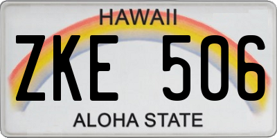HI license plate ZKE506