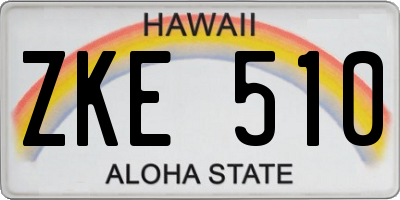 HI license plate ZKE510