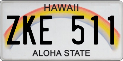 HI license plate ZKE511
