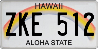 HI license plate ZKE512