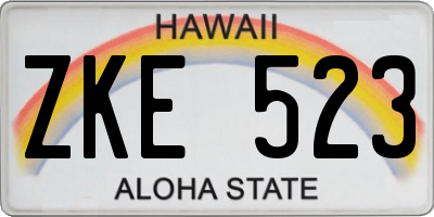 HI license plate ZKE523