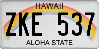 HI license plate ZKE537