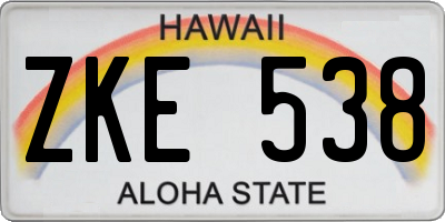 HI license plate ZKE538