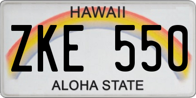 HI license plate ZKE550