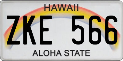 HI license plate ZKE566