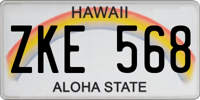 HI license plate ZKE568