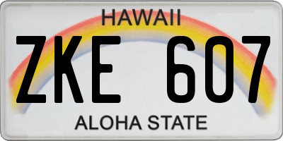 HI license plate ZKE607