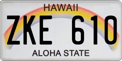 HI license plate ZKE610