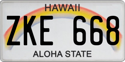 HI license plate ZKE668