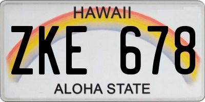HI license plate ZKE678