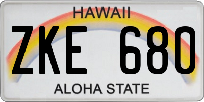 HI license plate ZKE680