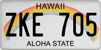 HI license plate ZKE705