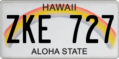 HI license plate ZKE727