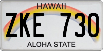 HI license plate ZKE730