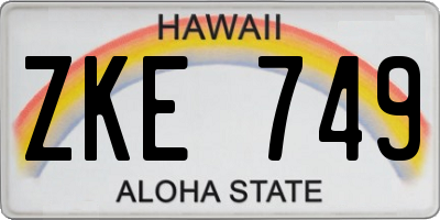 HI license plate ZKE749