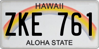 HI license plate ZKE761