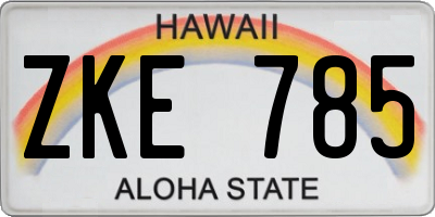 HI license plate ZKE785