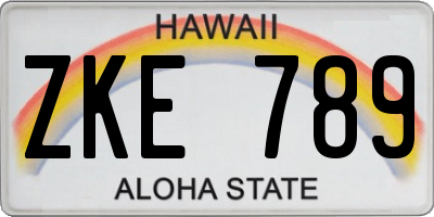 HI license plate ZKE789