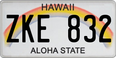 HI license plate ZKE832