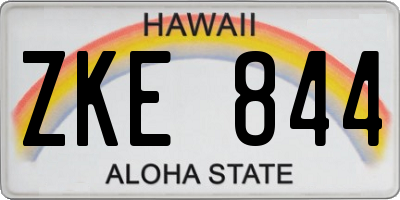 HI license plate ZKE844
