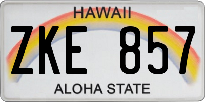 HI license plate ZKE857