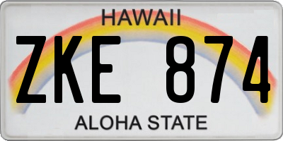 HI license plate ZKE874