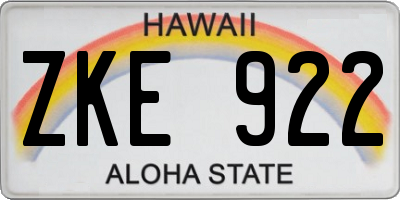HI license plate ZKE922