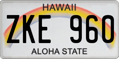 HI license plate ZKE960