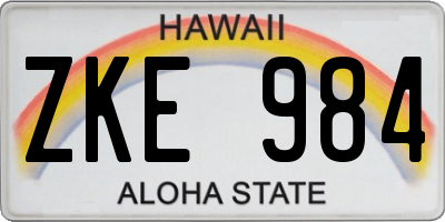 HI license plate ZKE984