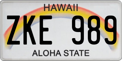 HI license plate ZKE989