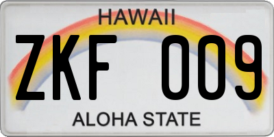 HI license plate ZKF009